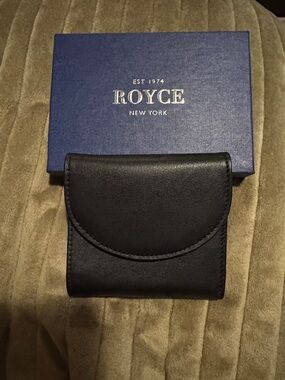 ROYCE New York Black Leather Key & Card Holder